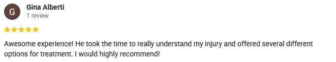 Chiropractic Baldwin WI Testimonial Gina Alberti A 5-star Google review for The Forge Chiropractic praising personalized treatment